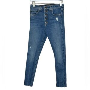 VERONICA BEARD Blue Button Fly Faye Skinny Jeans
